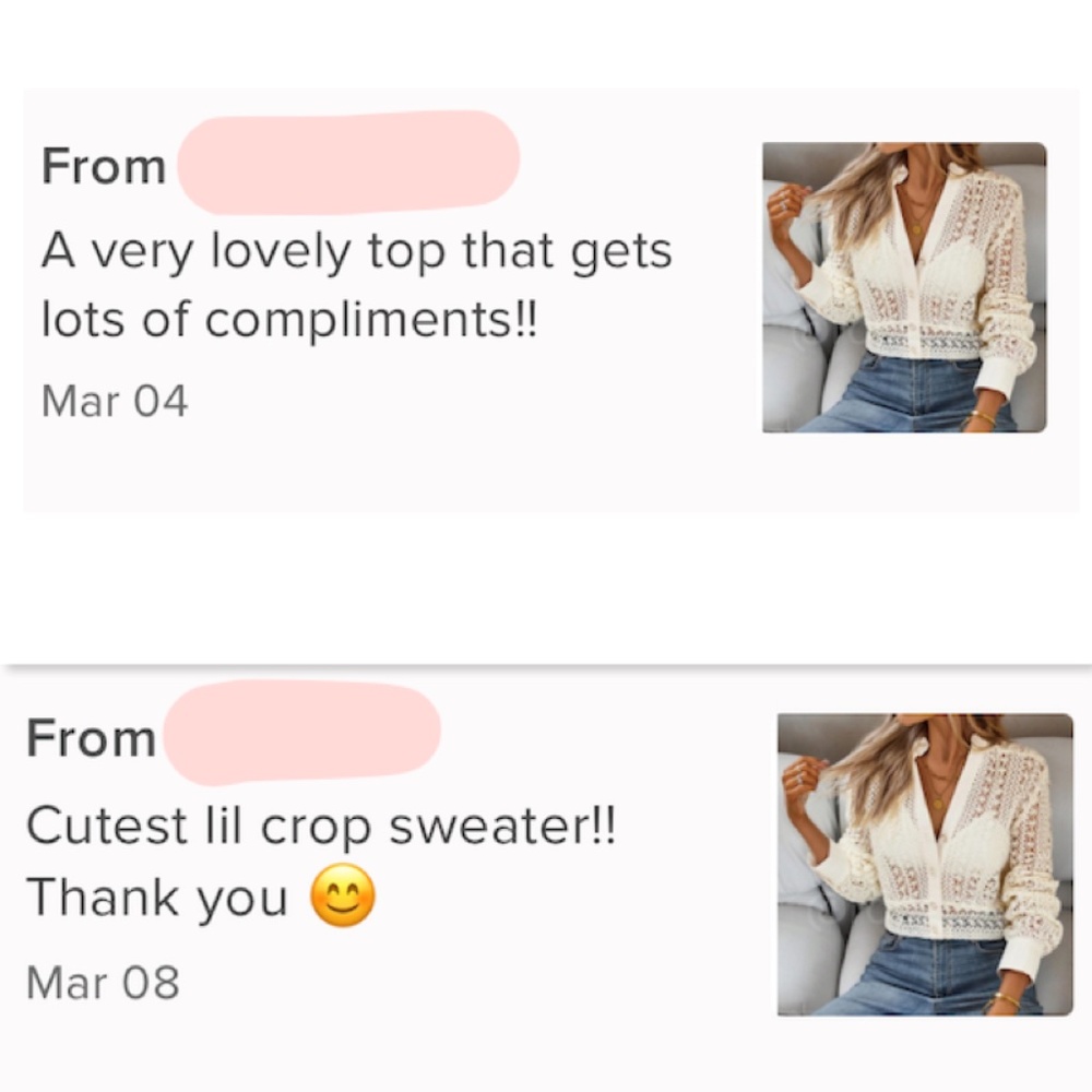 Hollow Out Knit Crochet Guipure Crop Shirt Long Sleeve Button Up Front - Picture 8 of 12